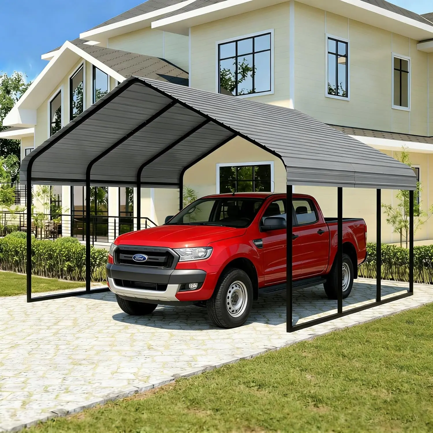 10x15FT Carport - Heavy Duty Canopy with Reinforced Galvanized Steel Frame & Roof, All-Weather Metal Car Port for 1, Custom
10x15FT Carport - Heavy Duty Canopy with Reinforced Galvanized Steel Frame & Roof, All-Weather Metal Car Port for 1, Custom