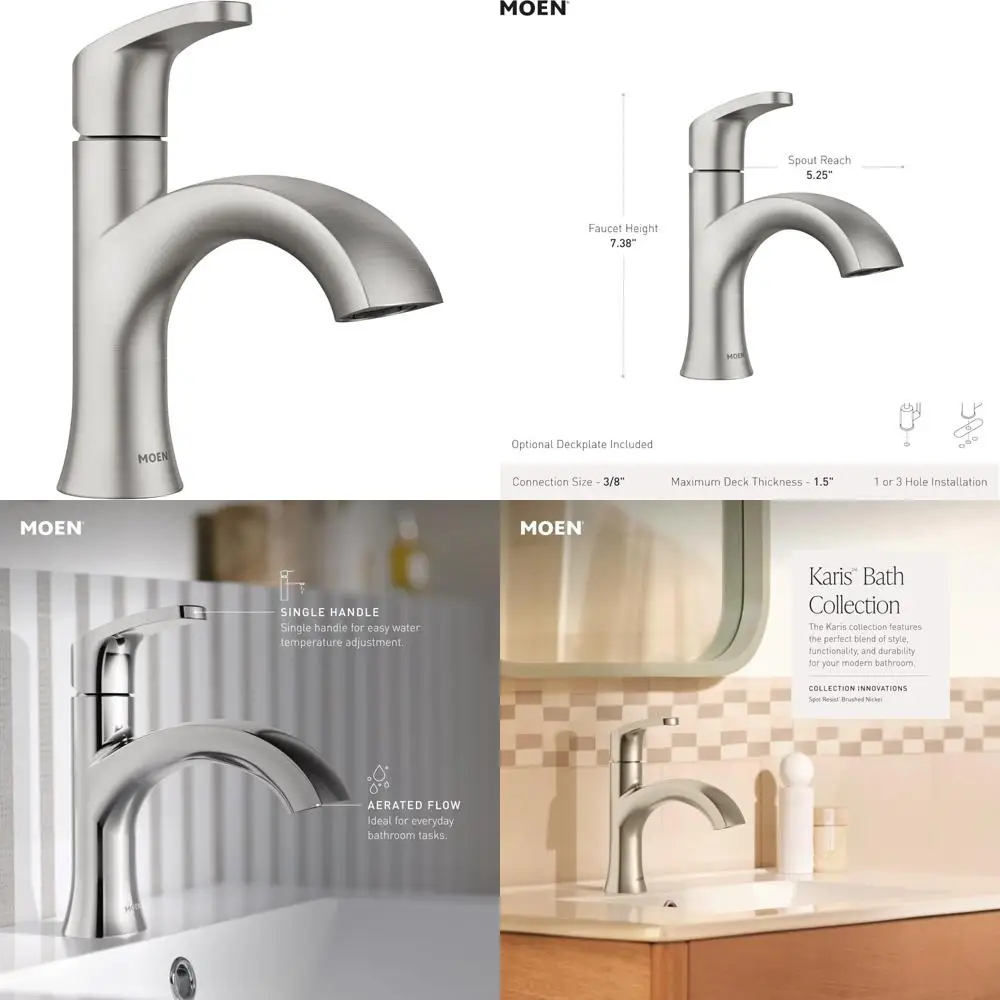 Смеситель для ванной комнаты Karis из матового никеля с одним отверстием и дополнительной палубой
Смеситель для ванной комнаты Karis из матового никеля с одним отверстием и дополнительной палубой