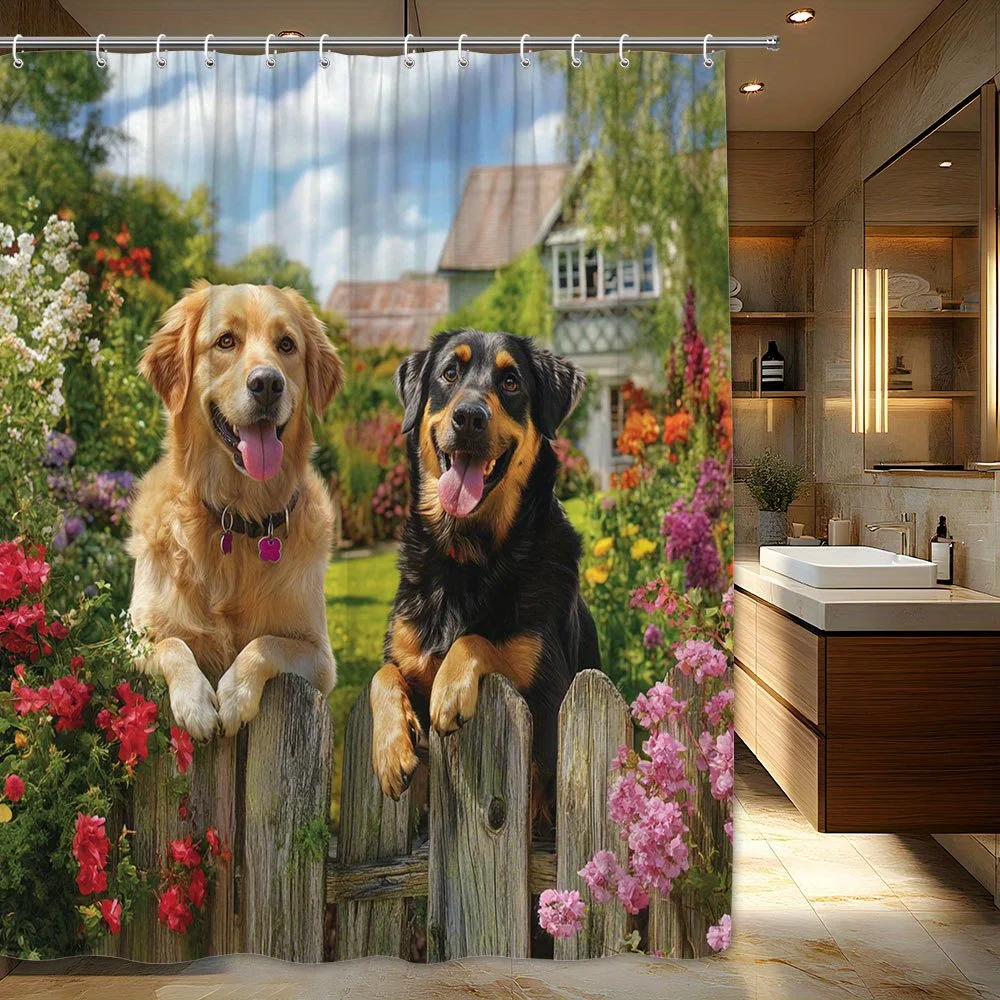 Cute Dog Garden Floral Shower Curtain Waterproof Polyester Pet Bathroom Decor Shower Liner for Rustic Home Accessories
Cute Dog Garden Floral Shower Curtain Waterproof Polyester Pet Bathroom Decor Shower Liner for Rustic Home Accessories