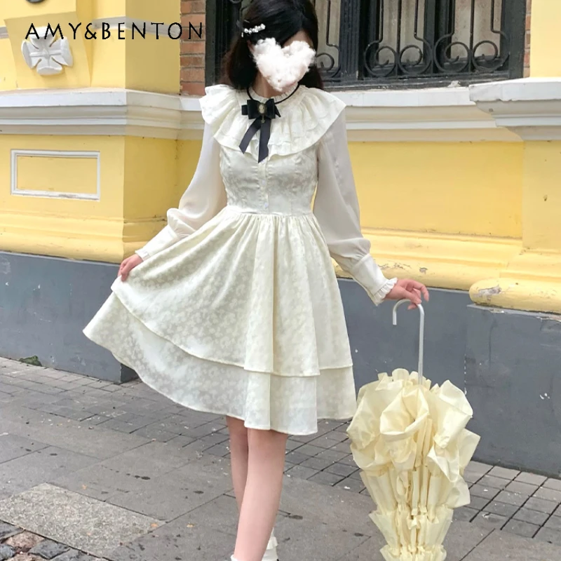 2024 Chinese Retro Style Autumn Yellow and Black Color Matching Long Sleeves Bow Waist Thin Pendant Cake Fashion Dress For Girl
2024 Chinese Retro Style Autumn Yellow and Black Color Matching Long Sleeves Bow Waist Thin Pendant Cake Fashion Dress For Girl