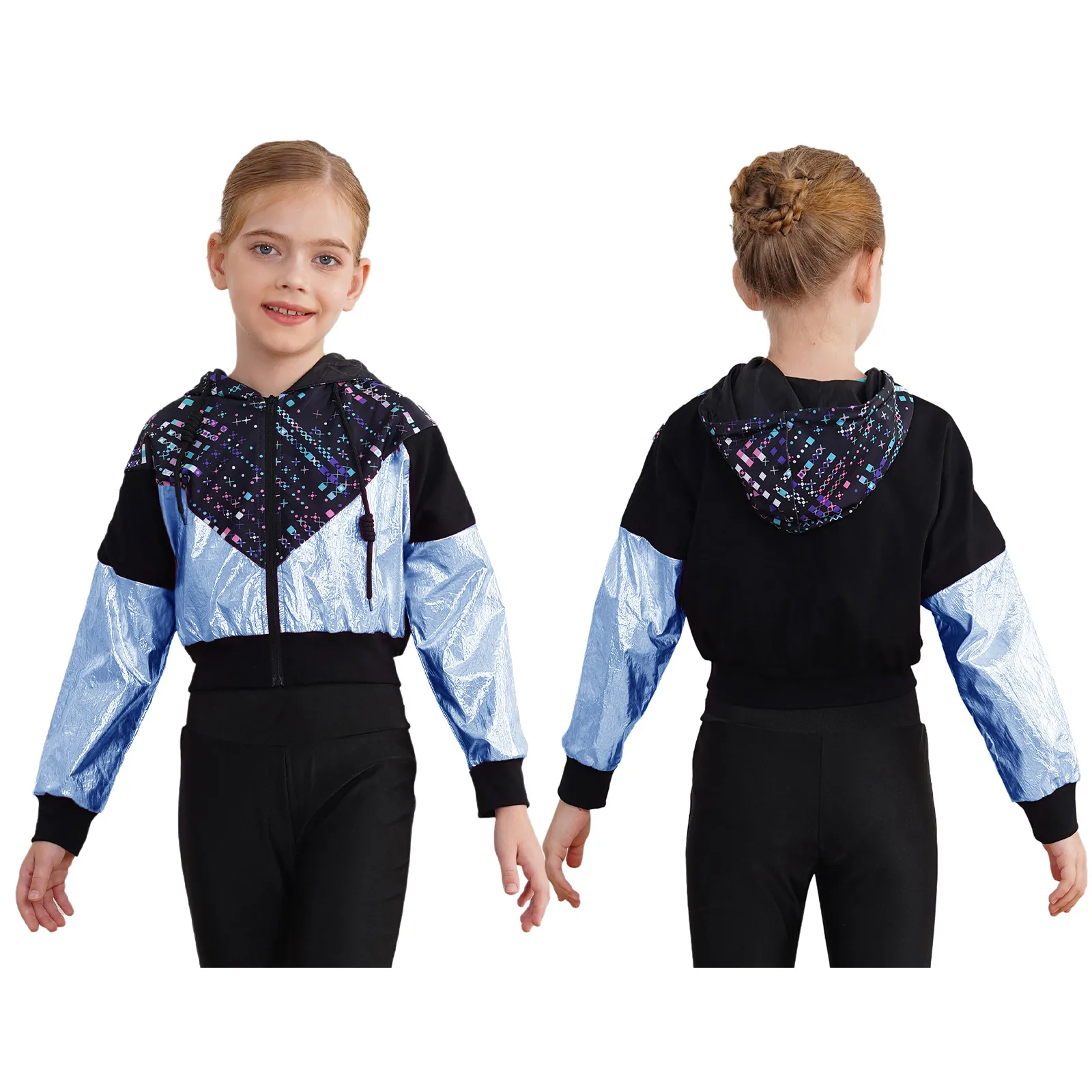 Kids Girls Fashion Printed Hip Hop Jazz Dance Hooded Crop Jacket Long Sleeve Zipper Coat Outerwear Stage Dancewear Streetwear
Kids Girls Fashion Printed Hip Hop Jazz Dance Hooded Crop Jacket Long Sleeve Zipper Coat Outerwear Stage Dancewear Streetwear