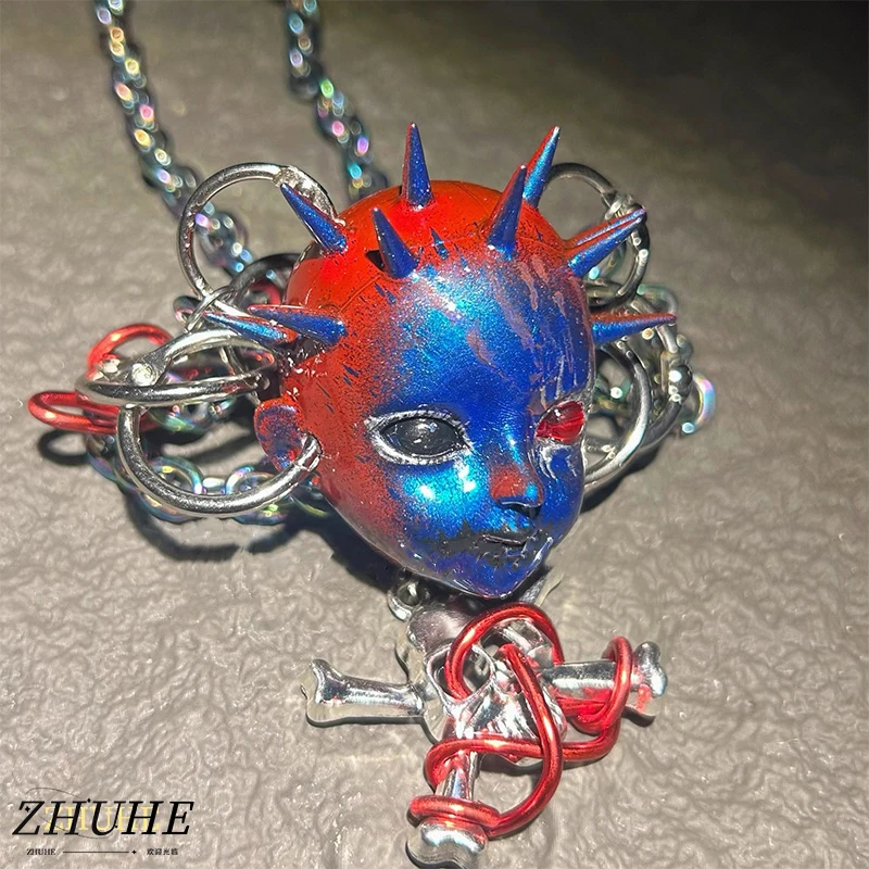 ZHUHE The Seven-color Doll Head Necklace In Cyberpunk Style Is A Jewelry Accessory For Men And women As A Party Gift
ZHUHE The Seven-color Doll Head Necklace In Cyberpunk Style Is A Jewelry Accessory For Men And women As A Party Gift