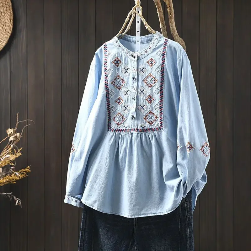 Chinese Style Women's Blouses Embroidery Korean Shirts FASHION Loose Spring/Autumn Vintage Clothing Long Sleeve Women Tops
Chinese Style Women's Blouses Embroidery Korean Shirts FASHION Loose Spring/Autumn Vintage Clothing Long Sleeve Women Tops