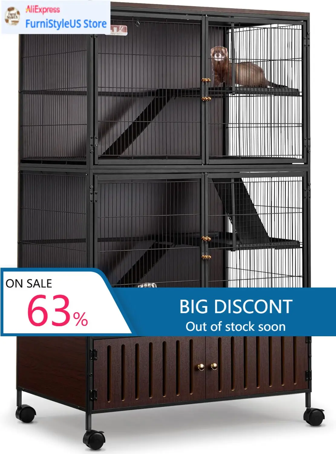 Металлическая клетка для хорьков 60''H, большая, на колесиках, для шиншилл, со съемными пандусами и двойной дверью, Critter Nation с замком, для мелких животных
Металлическая клетка для хорьков 60''H, большая, на колесиках, для шиншилл, со съемными пандусами и двойной дверью, Critter Nation с замком, для мелких животных