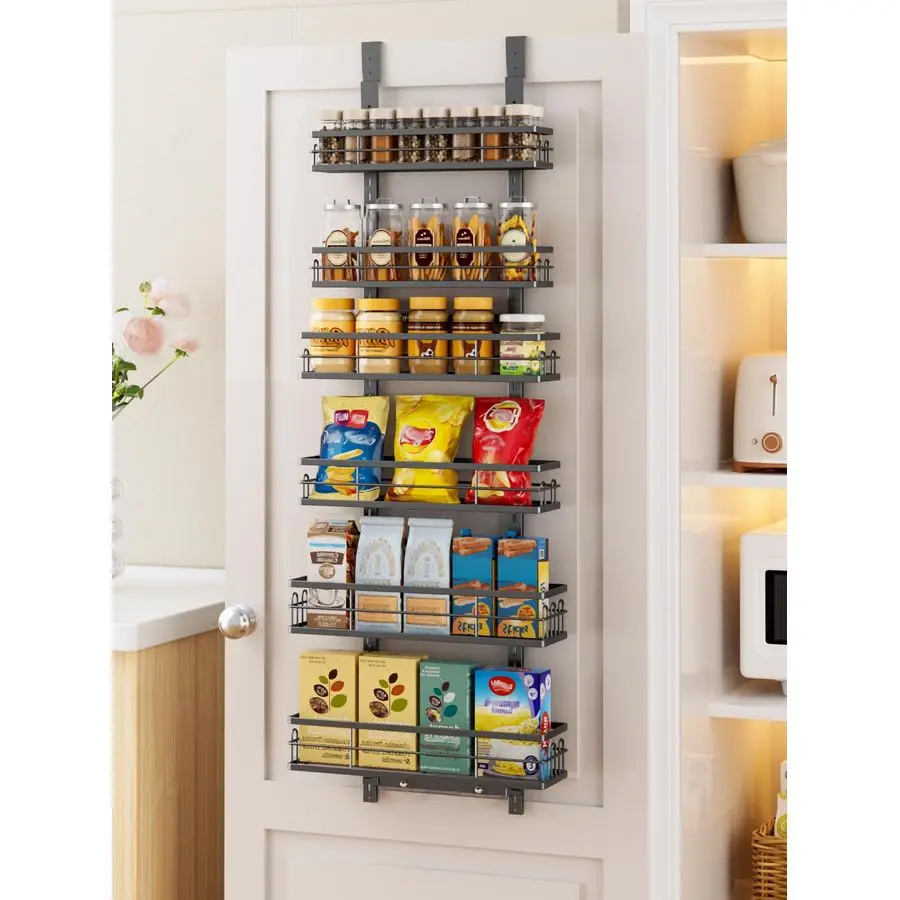 Органайзер для кладовой на дверь, 6-ярусный, с регулируемыми корзинами, металлическая полка для специй и приправ
Органайзер для кладовой на дверь, 6-ярусный, с регулируемыми корзинами, металлическая полка для специй и приправ