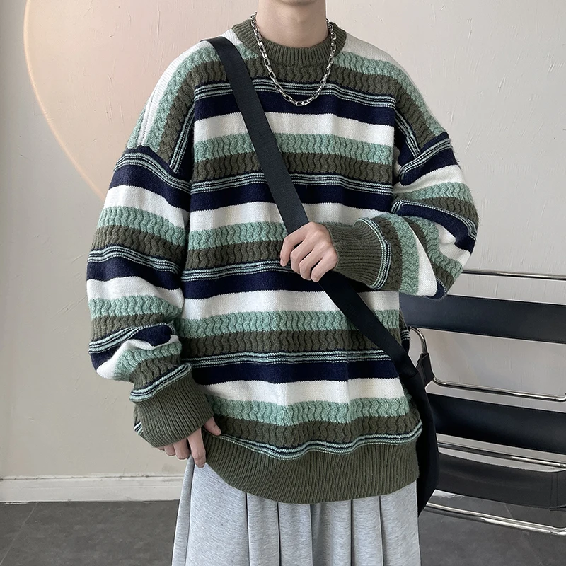 Men Thick Stripe Knitted Sweater Men Autumn Winter Baggy College Style Pullover Fashion Streetwear Ins Vintage Sweater Couple
Men Thick Stripe Knitted Sweater Men Autumn Winter Baggy College Style Pullover Fashion Streetwear Ins Vintage Sweater Couple