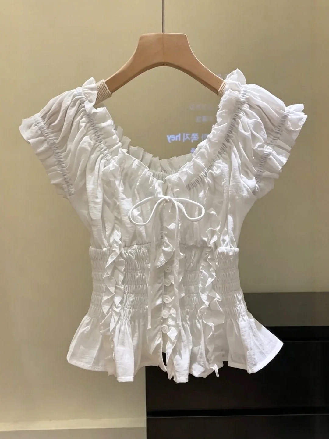French Style Short Sleeve Shirt Women's Slim Fit Pleated Waist Cinching Bow Tie Top Girl's Fashion Summer New Arrival
French Style Short Sleeve Shirt Women's Slim Fit Pleated Waist Cinching Bow Tie Top Girl's Fashion Summer New Arrival