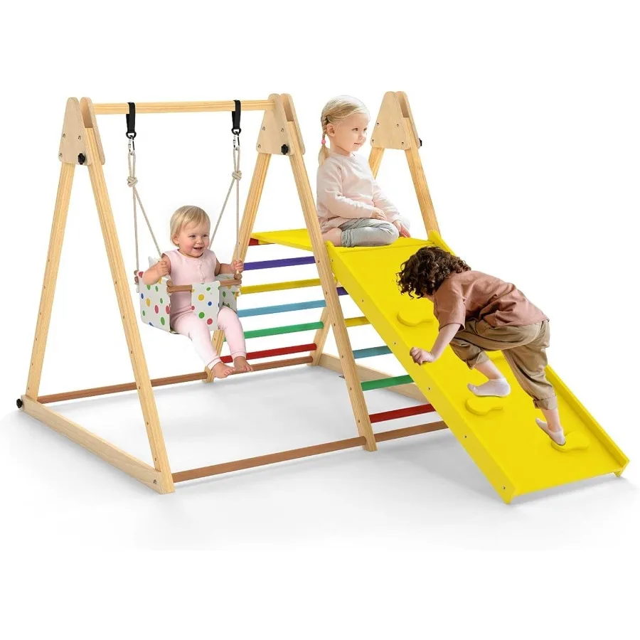 Indoor Jungle Gym 3 in 1 Wooden Foldable Montessori Toddler Climbing Toy with Adjustable Baby Swing Ramp Ladder Natural Wood Fi
Indoor Jungle Gym 3 in 1 Wooden Foldable Montessori Toddler Climbing Toy with Adjustable Baby Swing Ramp Ladder Natural Wood Fi