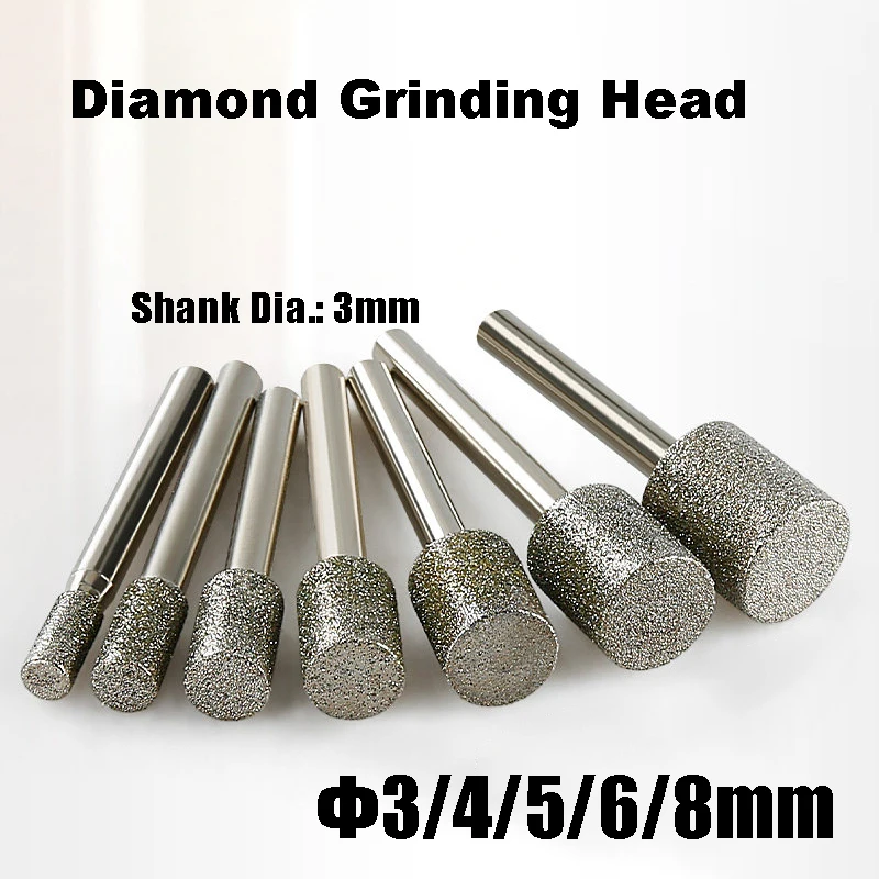 Diamond Grinding Head 3mm Shank 3/4/5/6/8mm Cylindrical Diamond Mounted Point Burr for Grinding Carving Polishing
Diamond Grinding Head 3mm Shank 3/4/5/6/8mm Cylindrical Diamond Mounted Point Burr for Grinding Carving Polishing