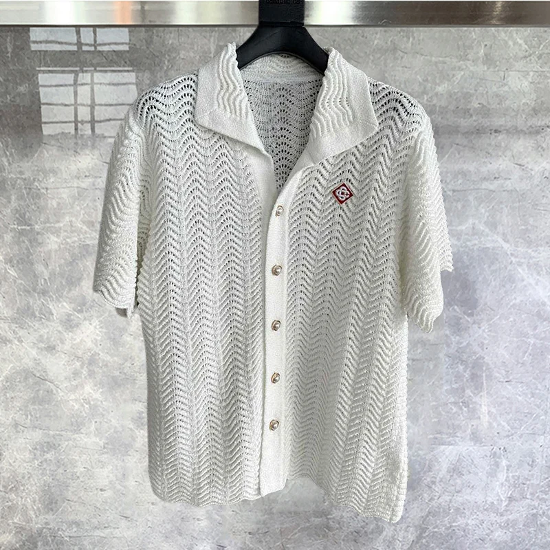Casual Beach Holiday Breathable Cardigan Shirt Simple Solid Color Short-sleeved Hollow Out Knitting Shirt Loose Top Ropa Hombre
Casual Beach Holiday Breathable Cardigan Shirt Simple Solid Color Short-sleeved Hollow Out Knitting Shirt Loose Top Ropa Hombre