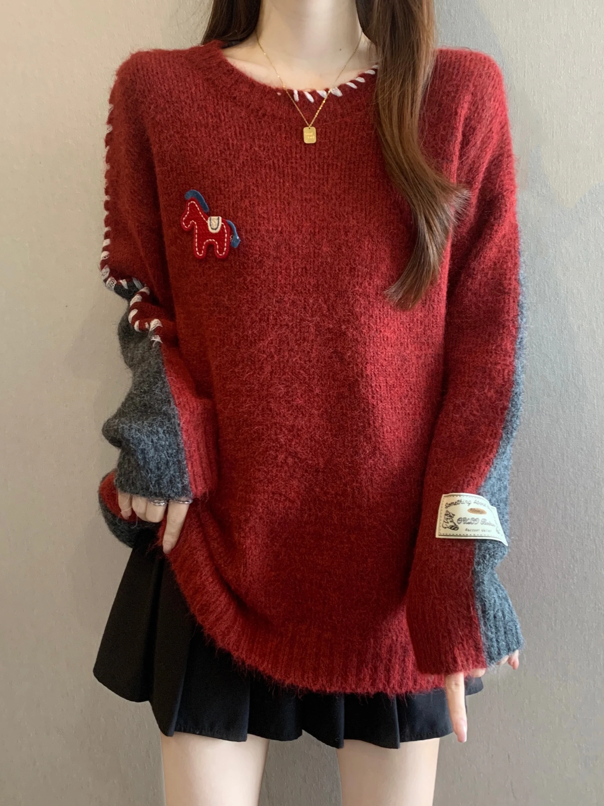 Elegant Red Shoulder Sweater Women's Fashion Spring New Loose Fit Long Sleeve round Neck Casual Style Online Exclusive
Elegant Red Shoulder Sweater Women's Fashion Spring New Loose Fit Long Sleeve round Neck Casual Style Online Exclusive