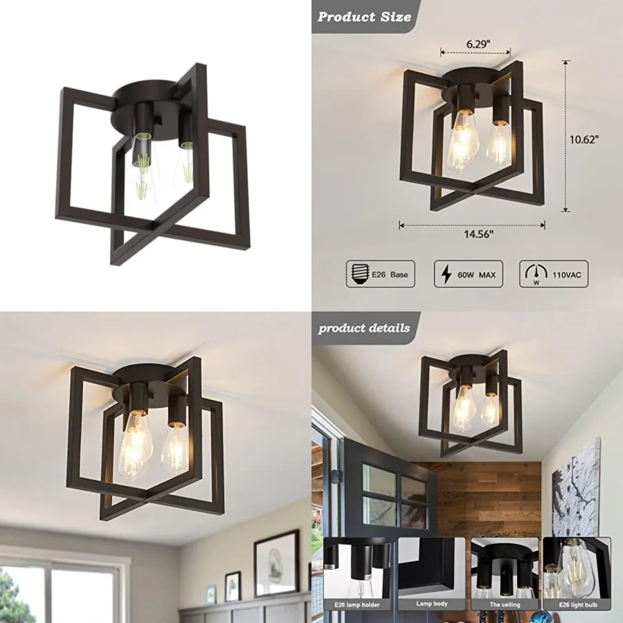 3-Lights Ceiling Light Fixture, Industrial Semi Flush Mount Chelier, Ceiling Lighting for Kitchen Living Room Bedroom Farmhouse
3-Lights Ceiling Light Fixture, Industrial Semi Flush Mount Chelier, Ceiling Lighting for Kitchen Living Room Bedroom Farmhouse