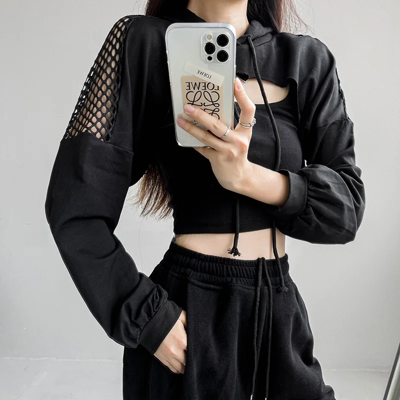 Halloween Spicy Girl Dance Hoodie Hollow out Mesh Design Short Street Style Women's Sweatshirt Cotton Long Sleeve Zipper Closure
Halloween Spicy Girl Dance Hoodie Hollow out Mesh Design Short Street Style Women's Sweatshirt Cotton Long Sleeve Zipper Closure