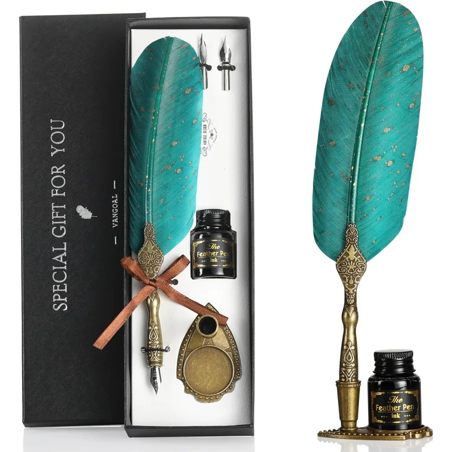 Винтажная ручка с зеленым перьями и набор чернил Classic Series Goose Quill Pen с подставкой для ручки для резьбы Наконечники для ручки для каллиграфии Черная ручка
Винтажная ручка с зеленым перьями и набор чернил Classic Series Goose Quill Pen с подставкой для ручки для резьбы Наконечники для ручки для каллиграфии Черная ручка