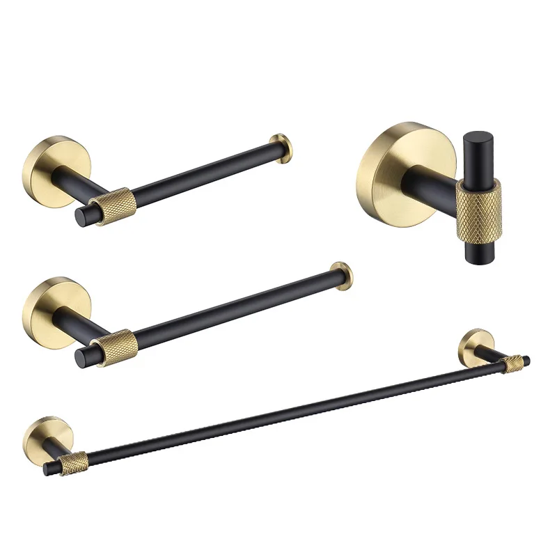 Black Gold Luxury Bathroom hardware Accessory 4 pieces/set Towel Bar Toilet Paper holder Robe Hook SUS304 Stainless steel
Black Gold Luxury Bathroom hardware Accessory 4 pieces/set Towel Bar Toilet Paper holder Robe Hook SUS304 Stainless steel