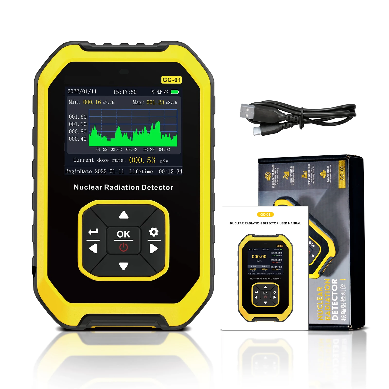 FNIRSI Geiger Counter Nuclear Radiation Detector Beta Gamma X Ray Tester Light Vibration Sound Alarm Rechargeable Dosimeter
FNIRSI Geiger Counter Nuclear Radiation Detector Beta Gamma X Ray Tester Light Vibration Sound Alarm Rechargeable Dosimeter