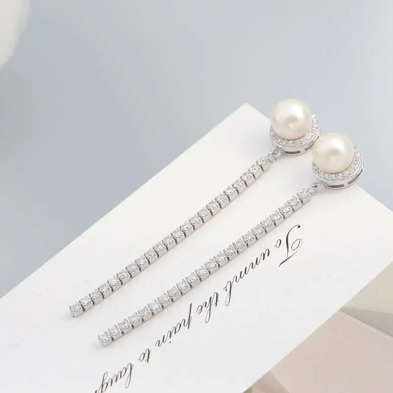 Classic 925 Sterling Silver Earring Inlaid Rhinestone modern Trendy Style Natural Freshwater Pearl Long Earrings Jewelry Gift
Classic 925 Sterling Silver Earring Inlaid Rhinestone modern Trendy Style Natural Freshwater Pearl Long Earrings Jewelry Gift