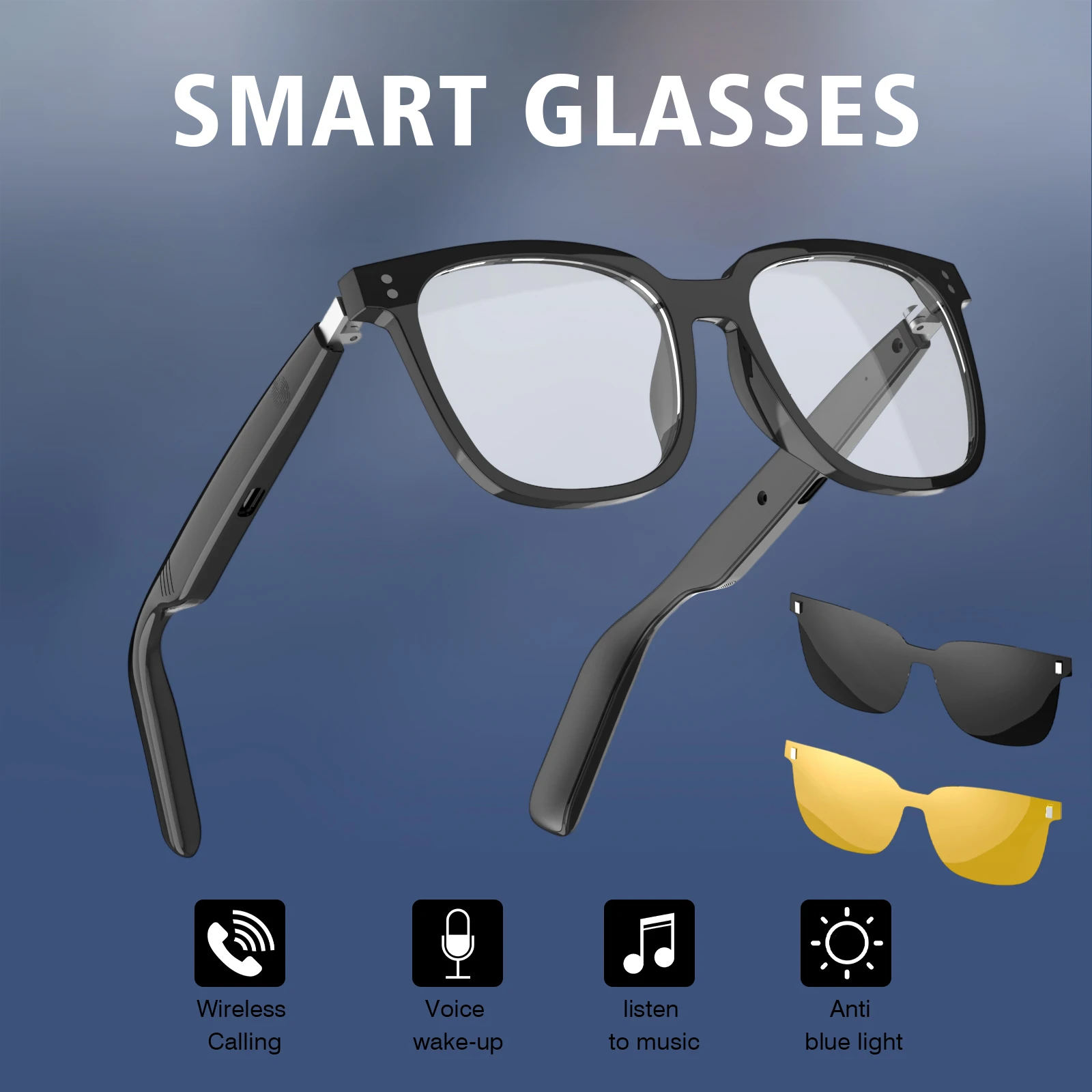 Smart glasses, built-in microphone speaker, can answer calls/music playback, touch voice assistant, suitable for men and women
Smart glasses, built-in microphone speaker, can answer calls/music playback, touch voice assistant, suitable for men and women