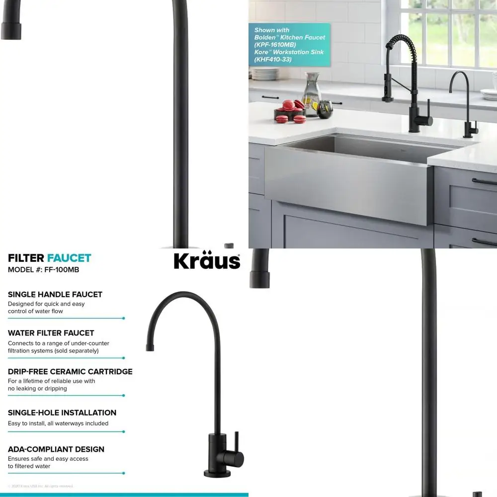 Matte Black Purita Kitchen Faucet Water Filter, 100% Lead-Free, FF-100MB
Matte Black Purita Kitchen Faucet Water Filter, 100% Lead-Free, FF-100MB