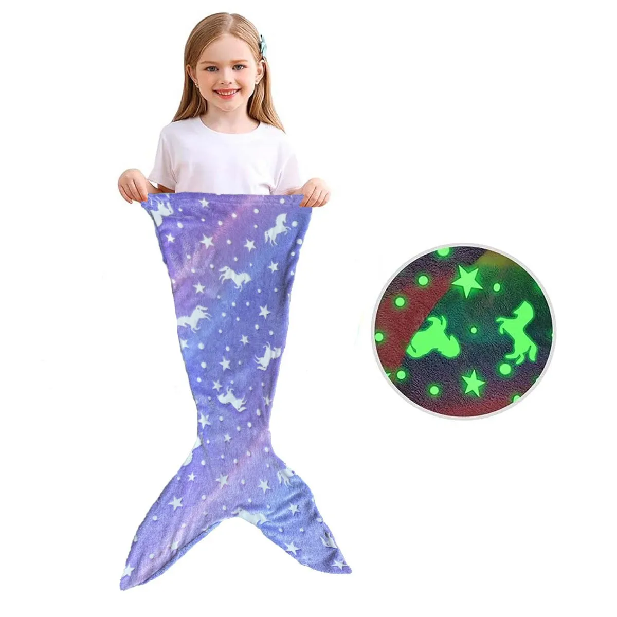 Mermaid Tail Blankets Glow in The Dark Flannel Mermaid Blanket Gifts for Girls Cartoon Luminous Unicorn Super Soft Tie Dye Girls
Mermaid Tail Blankets Glow in The Dark Flannel Mermaid Blanket Gifts for Girls Cartoon Luminous Unicorn Super Soft Tie Dye Girls