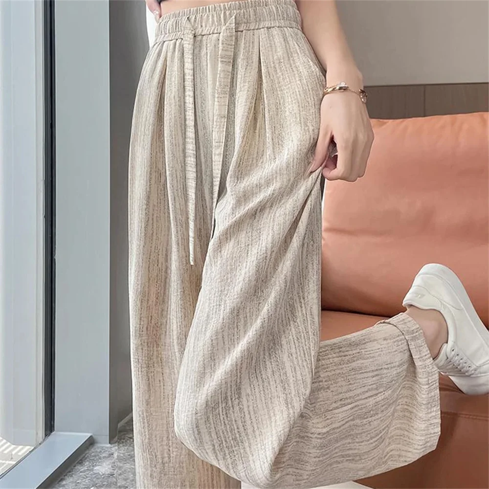 Ice Silk Slim Wide Leg Pants Women's Summer Drapey Elastic High Waist Straight Casual Lazy Floor Length Pants Loose Cool Pants
Ice Silk Slim Wide Leg Pants Women's Summer Drapey Elastic High Waist Straight Casual Lazy Floor Length Pants Loose Cool Pants