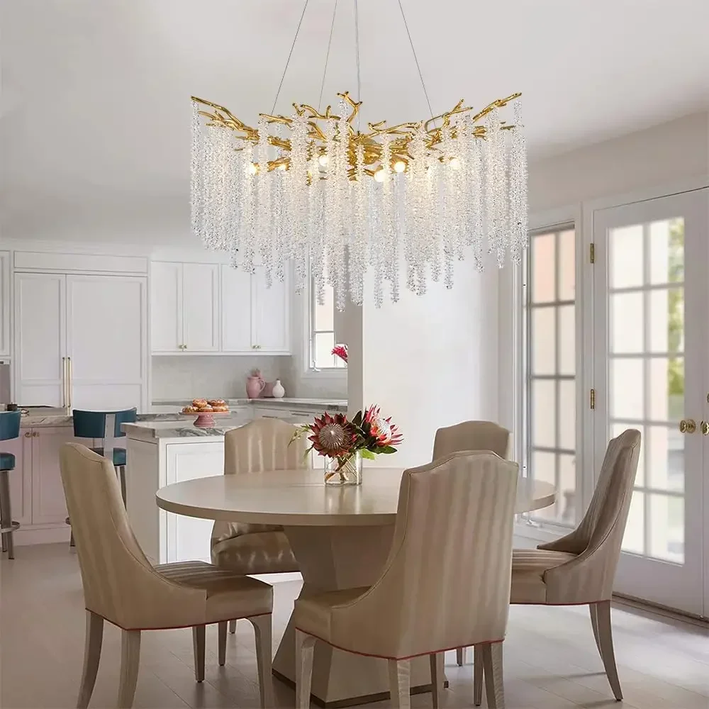 Modern Luxury Round Crystal Chandelier Dining Table Bedroom Branch Led Lights Hanging Pendant Chandelier for Kitchen Living Room
Modern Luxury Round Crystal Chandelier Dining Table Bedroom Branch Led Lights Hanging Pendant Chandelier for Kitchen Living Room