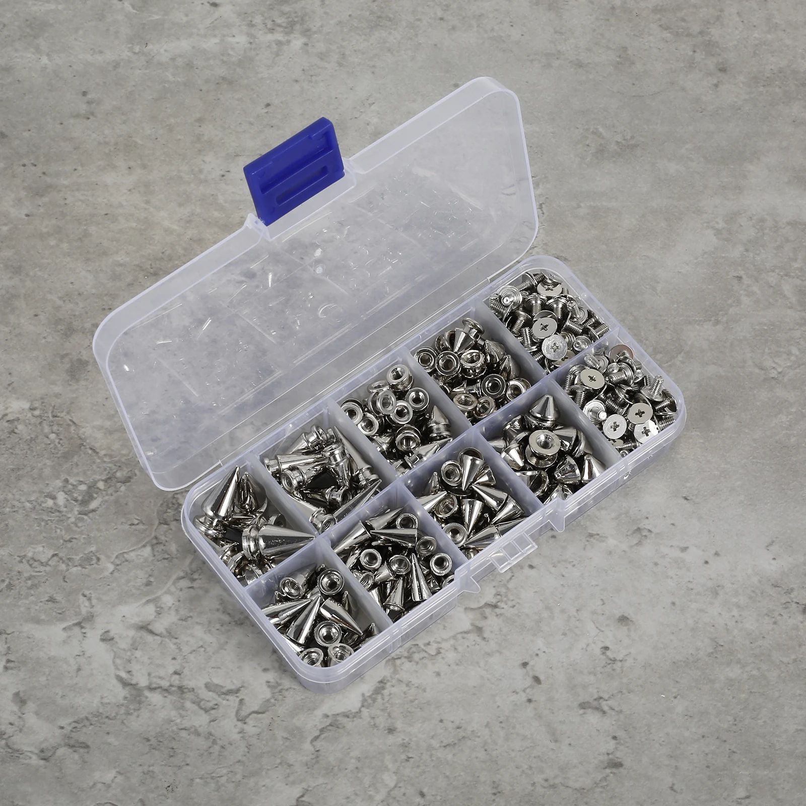 718Pcs Punk Spikes and Studs Kit Zinc Alloy Silver Cone Spike and Stud Rivet Kit 8 Size for Clothing Jacket Shoes Wallet
718Pcs Punk Spikes and Studs Kit Zinc Alloy Silver Cone Spike and Stud Rivet Kit 8 Size for Clothing Jacket Shoes Wallet