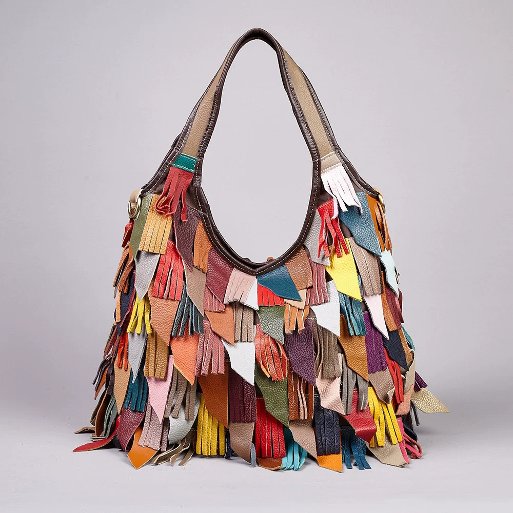 Women's Genuine Leather Handbags Shoulder Crossbody Tote Bag with Colorful Tassel Design for Ladies Tote Bag
Women's Genuine Leather Handbags Shoulder Crossbody Tote Bag with Colorful Tassel Design for Ladies Tote Bag