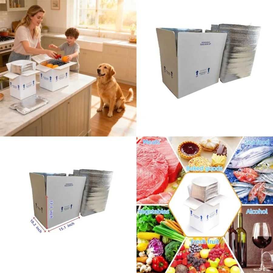 double insulated courier box with aluminum foil plastic foam lining, 4pcs 15x11x10 inch for shipping perishable items, recommen
double insulated courier box with aluminum foil plastic foam lining, 4pcs 15x11x10 inch for shipping perishable items, recommen