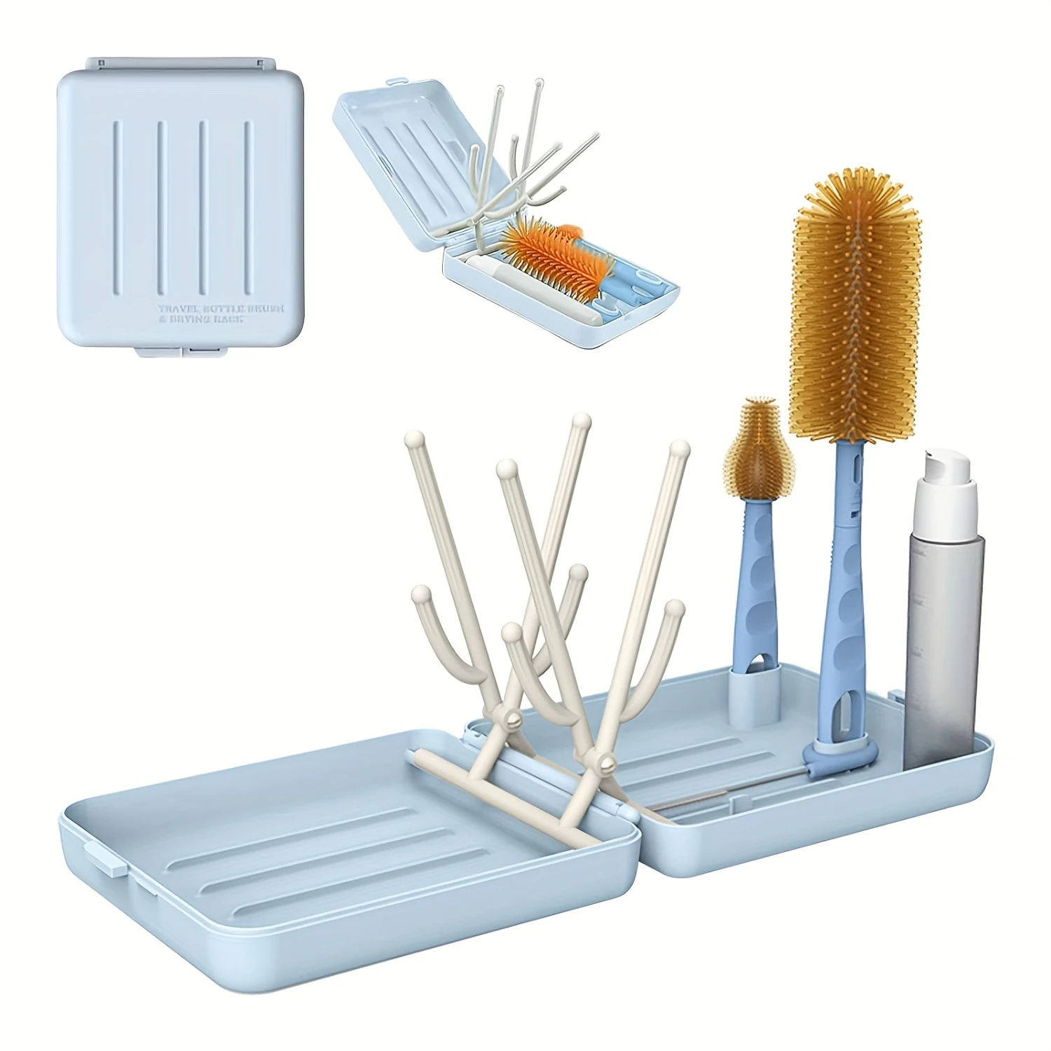6-In-1 Youngsters Bottle Cleaning Kit With Silicone Brushes, Soap Dispenser, Box & Drying Rack - Portable Travel Set For Use
6-In-1 Youngsters Bottle Cleaning Kit With Silicone Brushes, Soap Dispenser, Box & Drying Rack - Portable Travel Set For Use