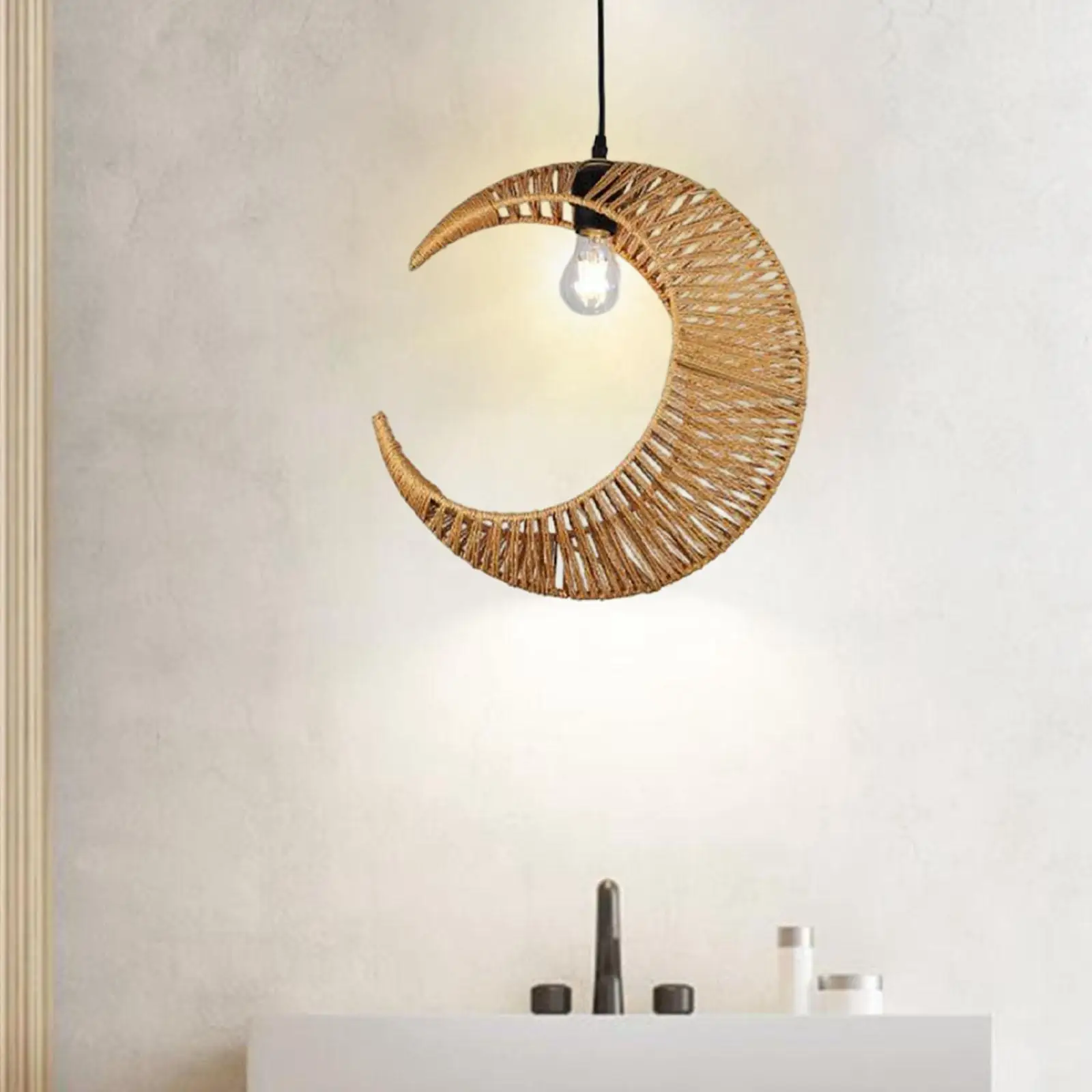 Rustic Woven Pendant Lampshade Handwoven Moon Shaped Lamp Cover for Bedroom Living Room Office Home Lighting Fixture Replacement
Rustic Woven Pendant Lampshade Handwoven Moon Shaped Lamp Cover for Bedroom Living Room Office Home Lighting Fixture Replacement
