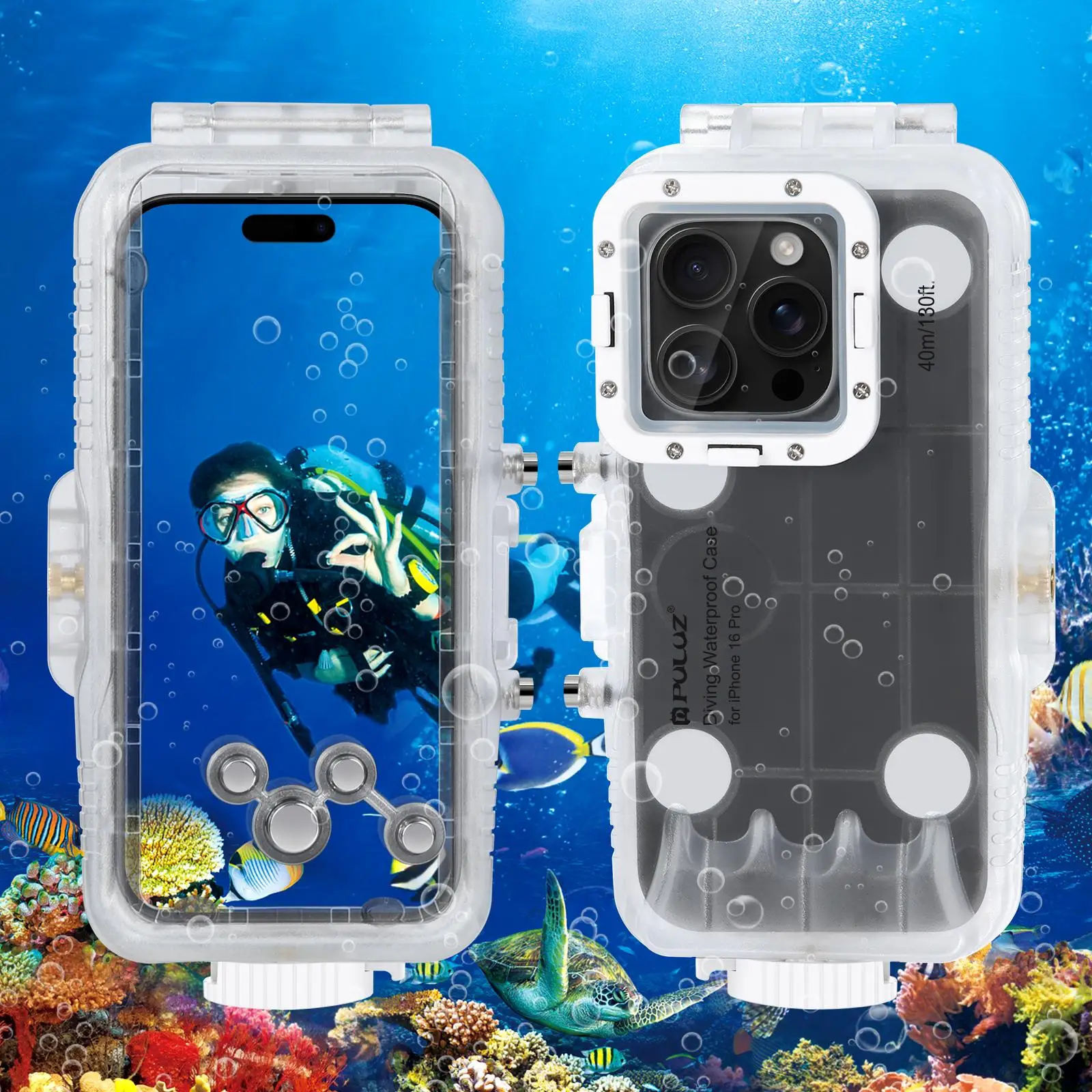 PULUZ 40m/130ft Waterproof Diving Case For iPhone 16 Pro / iPhone 16 Pro Max Underwater Housing Cover
PULUZ 40m/130ft Waterproof Diving Case For iPhone 16 Pro / iPhone 16 Pro Max Underwater Housing Cover
