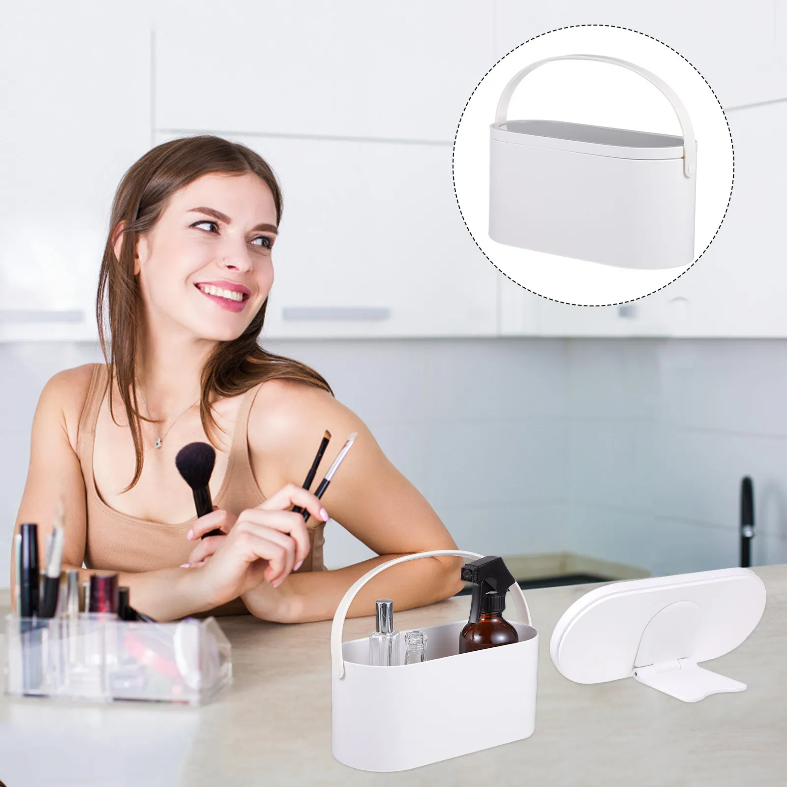 Portable Travel Makeup Case with LED Lighted Mirror Touch Control Brightness Adjustable Organizer for Business Trip Gym
Portable Travel Makeup Case with LED Lighted Mirror Touch Control Brightness Adjustable Organizer for Business Trip Gym