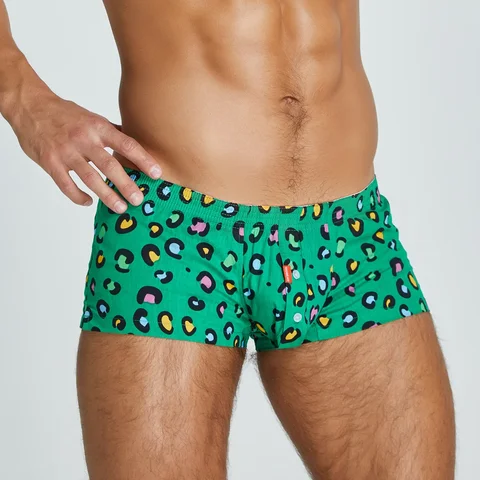 SEOBEAN-Men's Cotton Short Pajamas, U Bag, Casual Trunks, New