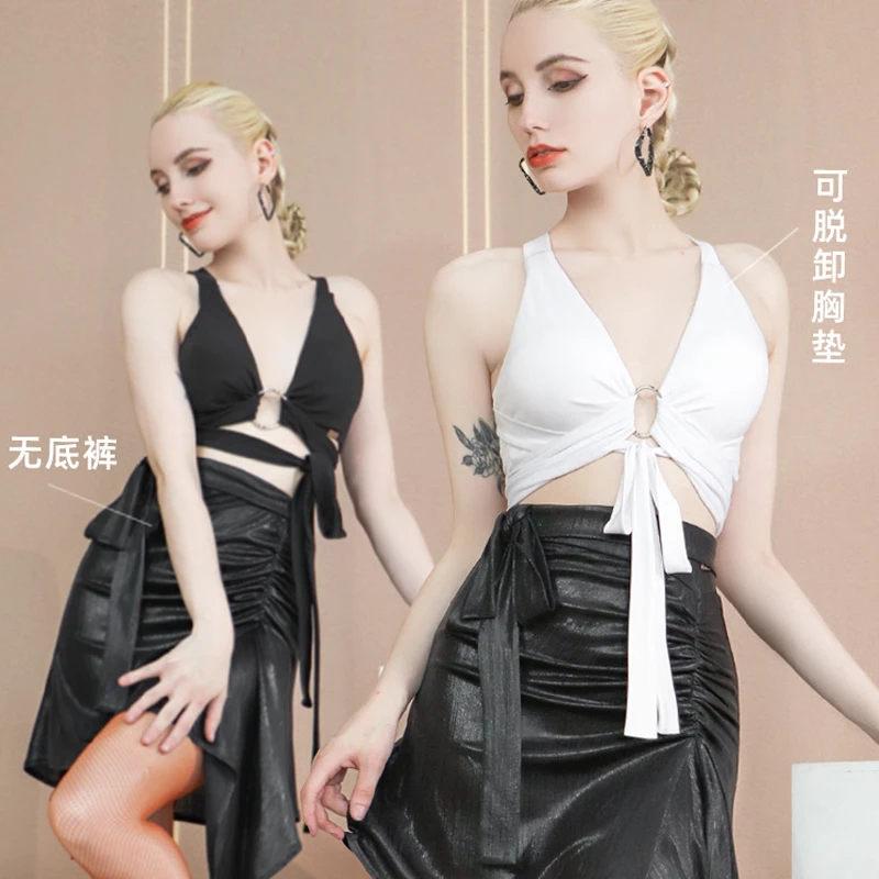 Women Latin Dance Practice Clothes Female Sexy V-Neck Tie Short Top Irregular Skirt Suit Rumba Tango Latin Dance Dress DN12933
Women Latin Dance Practice Clothes Female Sexy V-Neck Tie Short Top Irregular Skirt Suit Rumba Tango Latin Dance Dress DN12933