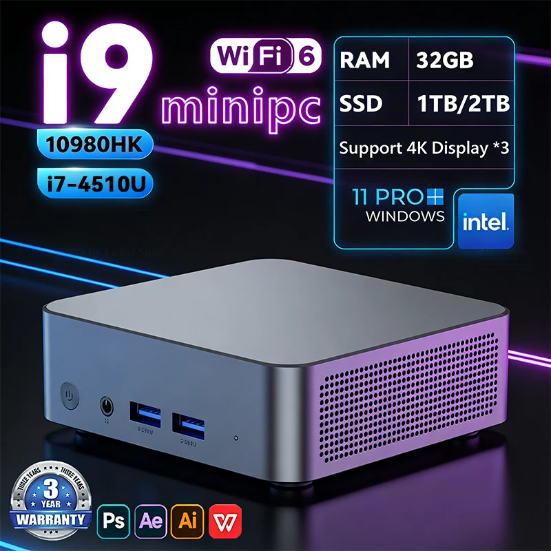 2026 Mini PC Windows 11 Intel Core i9 10980HK i7 4510U Portable Gaming Mini PC 16GB RAM 1TB SSD WiFi6 BT5.2 4K Mini Computer PC
2026 Mini PC Windows 11 Intel Core i9 10980HK i7 4510U Portable Gaming Mini PC 16GB RAM 1TB SSD WiFi6 BT5.2 4K Mini Computer PC