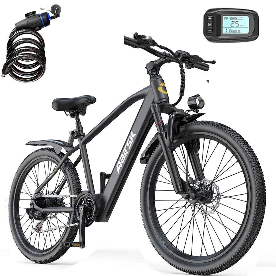 Aairsk 24" GT300 Electric Bike, 748W Peak Motor, 36V10.4Ah Battery, 22MPH Max Speed, 20-40 Miles Range, Shimano 7-Speed, Dual Disc Brakes, Dual Shock Absorber, Lightweight Frame, 3 Working Modes, Commuter Mountain Ebike for Adults
Aairsk 24" GT300 Electric Bike, 748W Peak Motor, 36V10.4Ah Battery, 22MPH Max Speed, 20-40 Miles Range, Shimano 7-Speed, Dual Disc Brakes, Dual Shock Absorber, Lightweight Frame, 3 Working Modes, Commuter Mountain Ebike for Adults