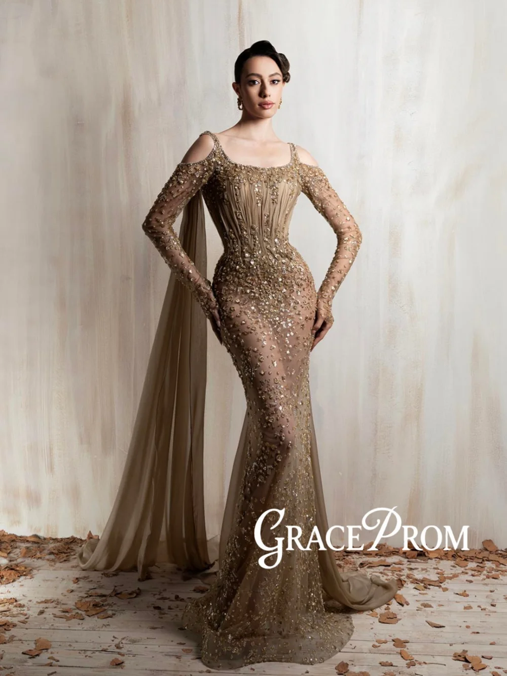 Golden Shimmering Beaded Evening Dress Exquisite Illusion Mermaid Wedding Party Gown Customized Long Stylish Red Carpet Gowns
Golden Shimmering Beaded Evening Dress Exquisite Illusion Mermaid Wedding Party Gown Customized Long Stylish Red Carpet Gowns