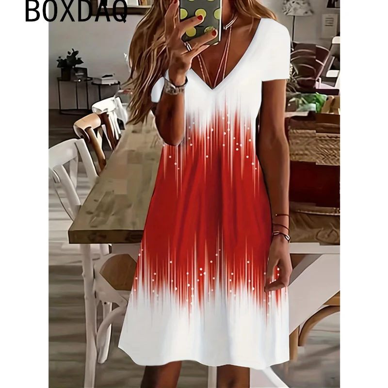 Fashion Colorful Gradient Printed A Line Knee Length Dress Women Summer Short Sleeve V-Neck Casual Loose Dress Big Size Dress
Fashion Colorful Gradient Printed A Line Knee Length Dress Women Summer Short Sleeve V-Neck Casual Loose Dress Big Size Dress