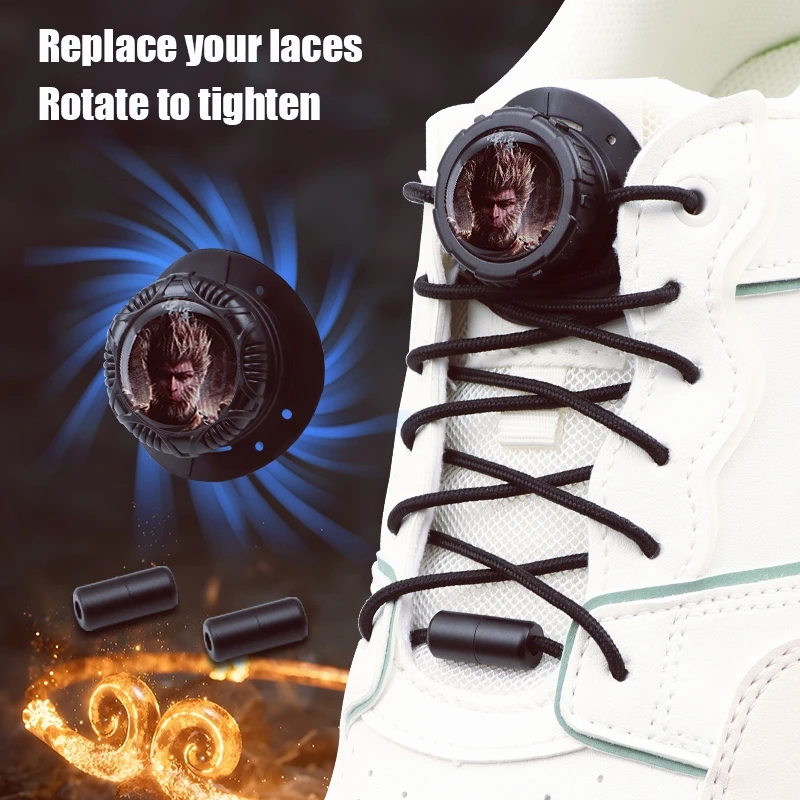 Wukong Automatic Shoelaces Without ties Install simple Cartoon Swivel Buckle Laces Thick Rope Sneakers Shoelace Shoe Accessories 
Wukong Automatic Shoelaces Without ties Install simple Cartoon Swivel Buckle Laces Thick Rope Sneakers Shoelace Shoe Accessories