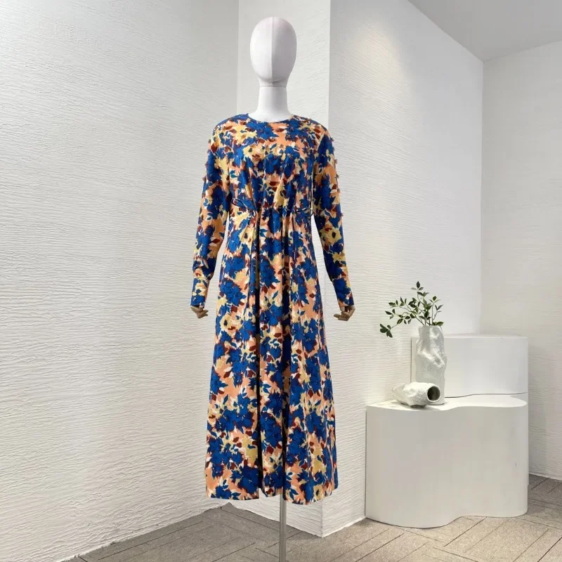 Women's Blue Floral Print Long Sleeve Beading Midi Dresses for Party 2025 New Fashion Style Top Quality Elegant
Women's Blue Floral Print Long Sleeve Beading Midi Dresses for Party 2025 New Fashion Style Top Quality Elegant
