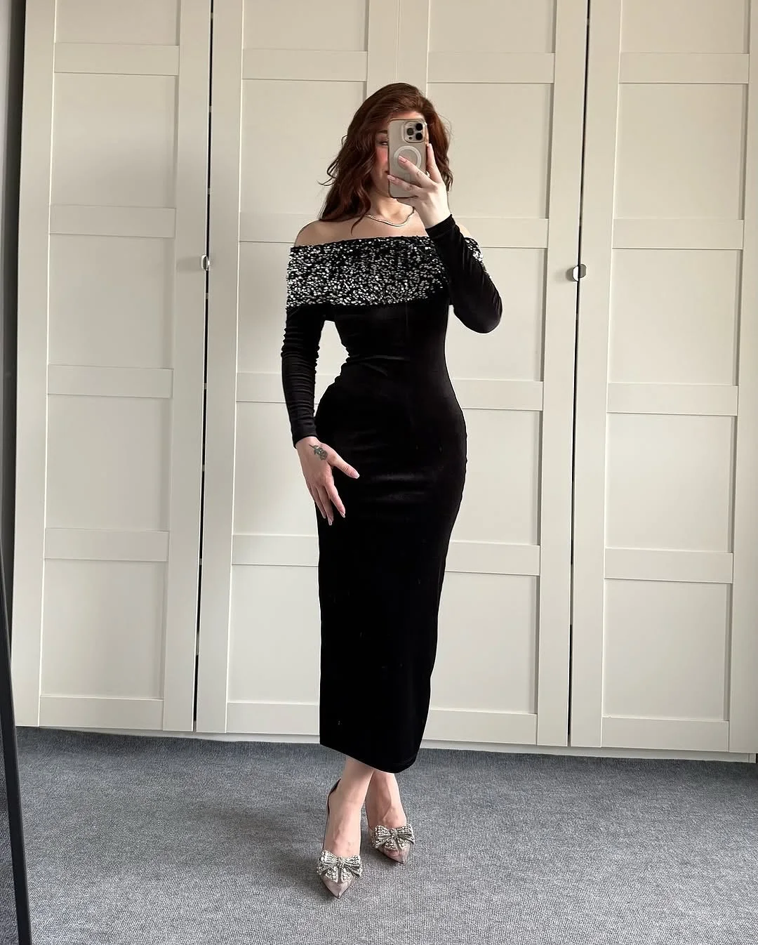 Customized Graceful Boat Neck Off The Shoulder Sequined Evening Dresses Delicate Velour Pleats Robe De Soirée Vestido
Customized Graceful Boat Neck Off The Shoulder Sequined Evening Dresses Delicate Velour Pleats Robe De Soirée Vestido