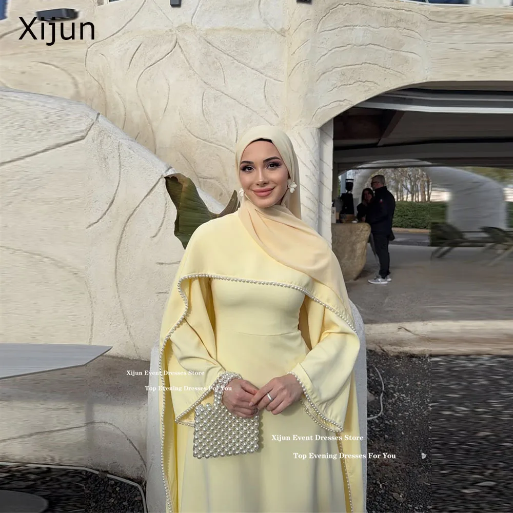 Xijun Modest Yellow Crepe Evening Dresses Pearls Full Sleeves A-Line Formal Prom Dresses Luxury Dubai Prom Gowns Women Customize
Xijun Modest Yellow Crepe Evening Dresses Pearls Full Sleeves A-Line Formal Prom Dresses Luxury Dubai Prom Gowns Women Customize