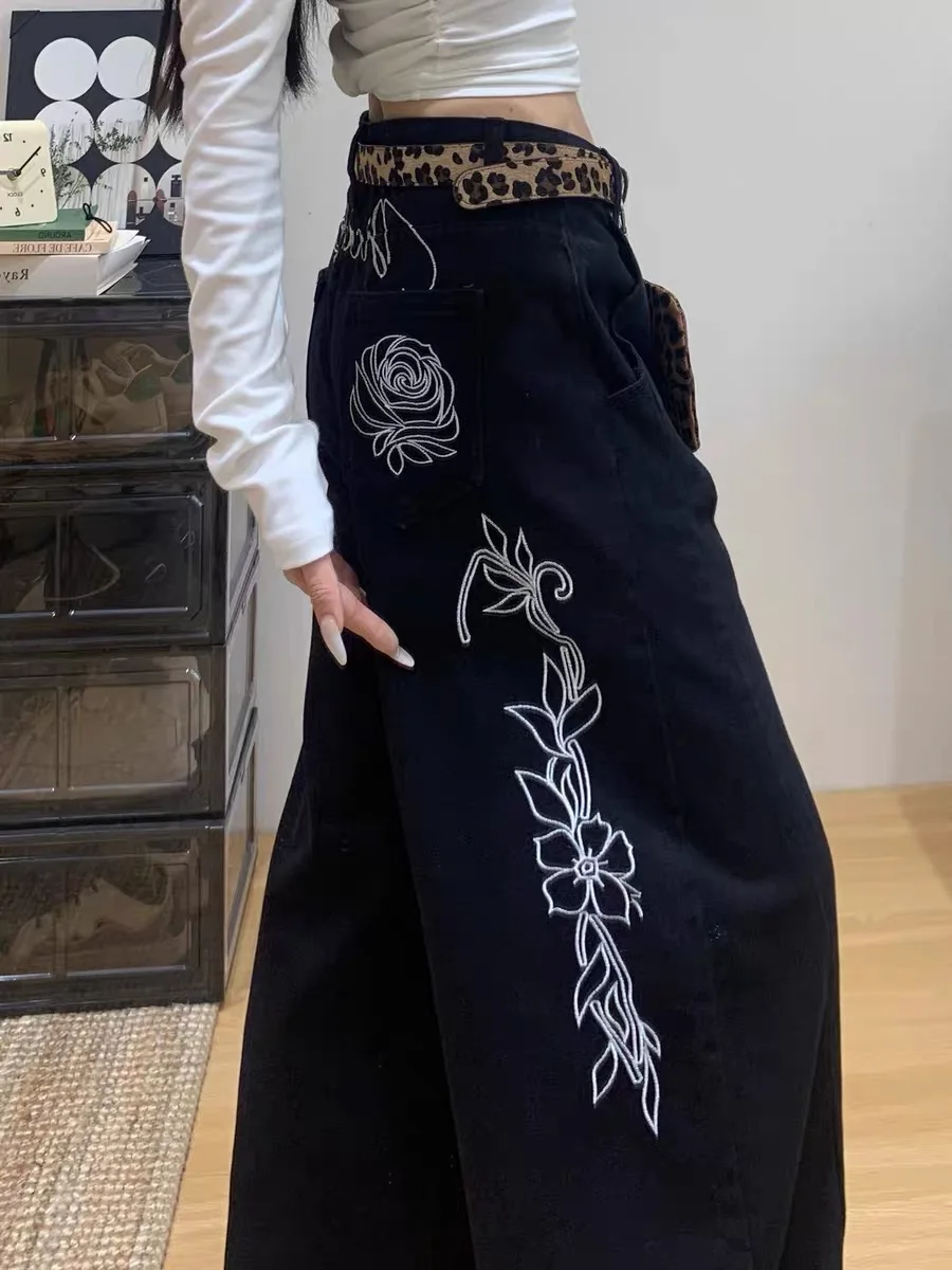 American Style Floral Embroidery Wide Leg Jeans Women's New Design Loose Slimming Floor-Length Pants High Waist Denim
American Style Floral Embroidery Wide Leg Jeans Women's New Design Loose Slimming Floor-Length Pants High Waist Denim