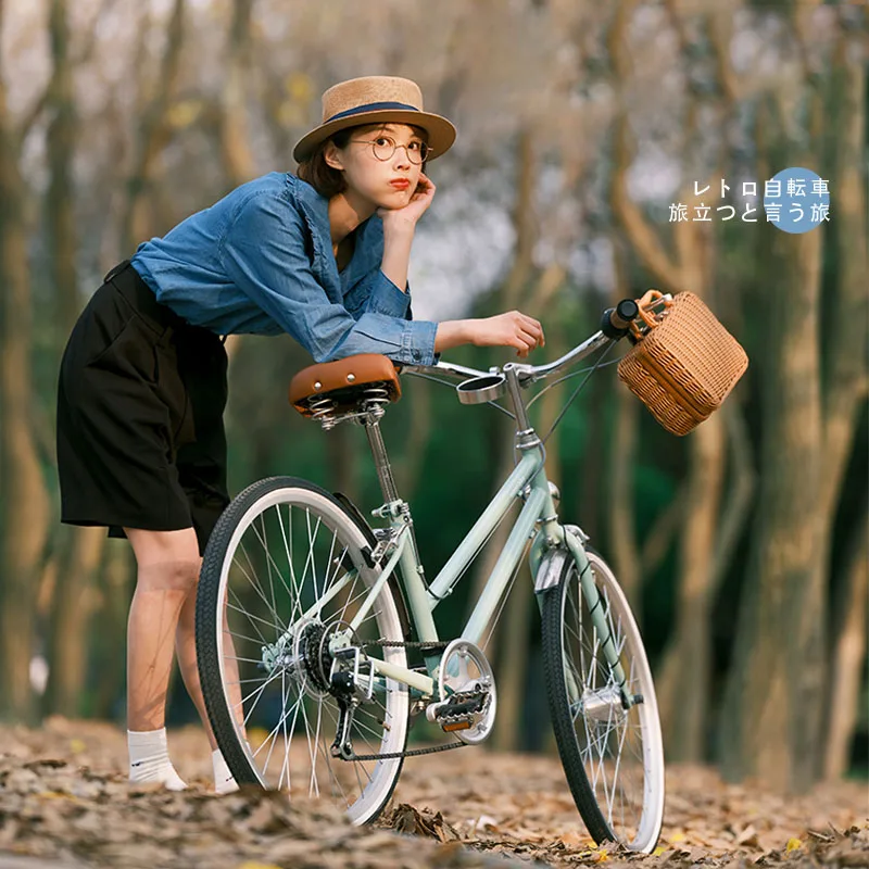 24 Inch 6-speed Retro Commuter Highway High Carbon Steel Frame Vintage Green Lady City Bike With White Rim Tire Road Bicycle
24 Inch 6-speed Retro Commuter Highway High Carbon Steel Frame Vintage Green Lady City Bike With White Rim Tire Road Bicycle