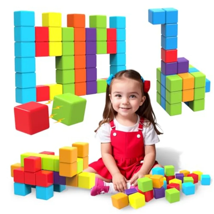 Magnetic Building Blocks, 1.65 inch Large Magnetic Stacking Cubes for Toddlers, Sensory and Montori Toys for Boys and Girls 1 2
Magnetic Building Blocks, 1.65 inch Large Magnetic Stacking Cubes for Toddlers, Sensory and Montori Toys for Boys and Girls 1 2