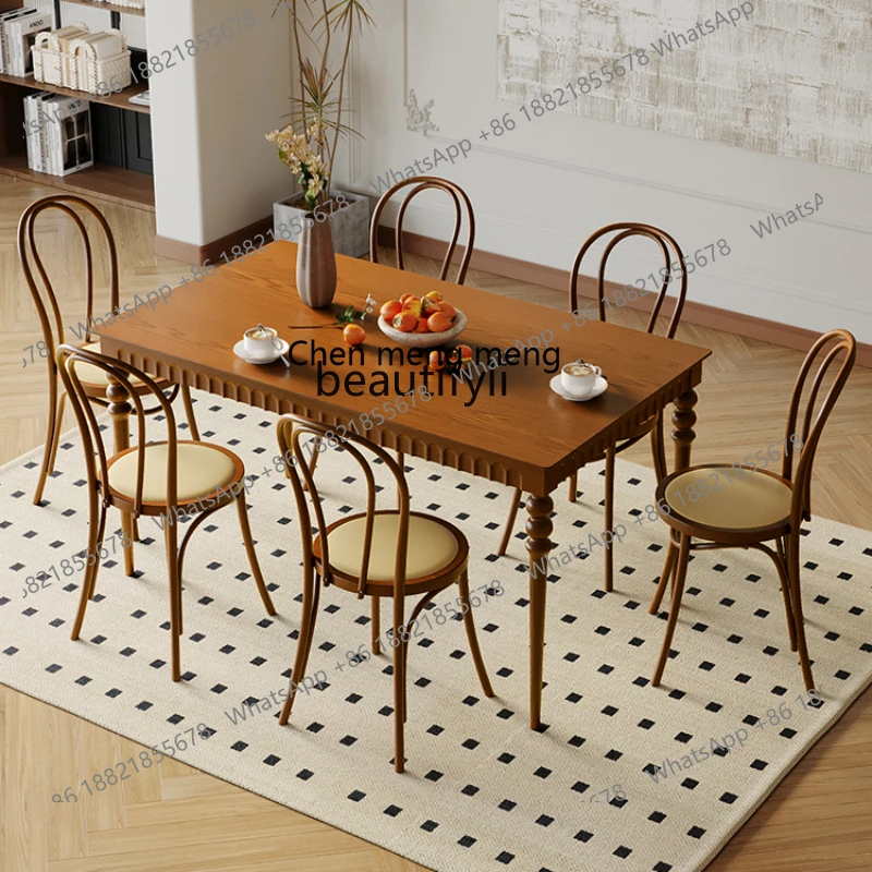 French Style Vintage Dining Table Teak Nordic and Japanese Style Solid Wood Dining-Table Chair Combination Retro American Style
French Style Vintage Dining Table Teak Nordic and Japanese Style Solid Wood Dining-Table Chair Combination Retro American Style