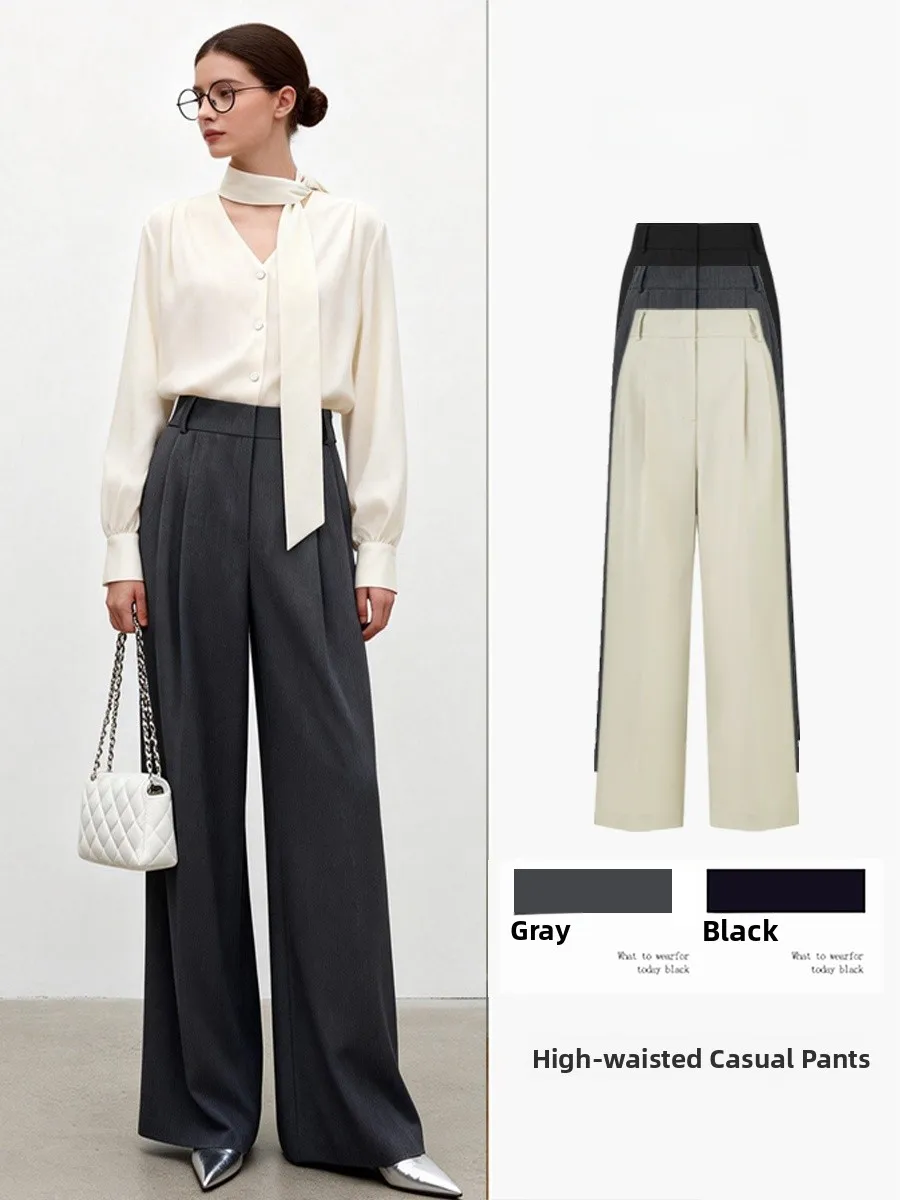 High Waist Draped Wide Leg Pants Women's Casual Loose Fitting Straight Cut Trousers Spring Autumn New Sle Slimming Effect
High Waist Draped Wide Leg Pants Women's Casual Loose Fitting Straight Cut Trousers Spring Autumn New Sle Slimming Effect
