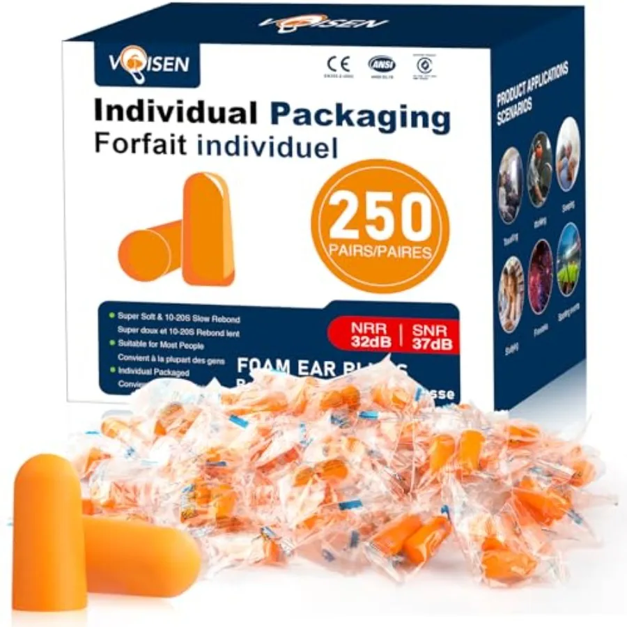 Ear Plugs - 250 Pairs Noise Cancelling Ear Plugs for Sleeping, Snoring, Studying, Concerts and Traveling
Ear Plugs - 250 Pairs Noise Cancelling Ear Plugs for Sleeping, Snoring, Studying, Concerts and Traveling