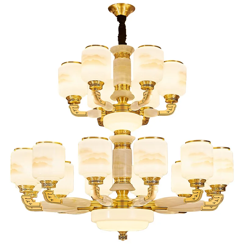 All copper new Chinese style, living room chandelier, jade dining room lighting
All copper new Chinese style, living room chandelier, jade dining room lighting